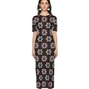 PACO RABANNE SSENSE Exclusive Black & Multicolor Jacquard Knit Capsule Dress NWT